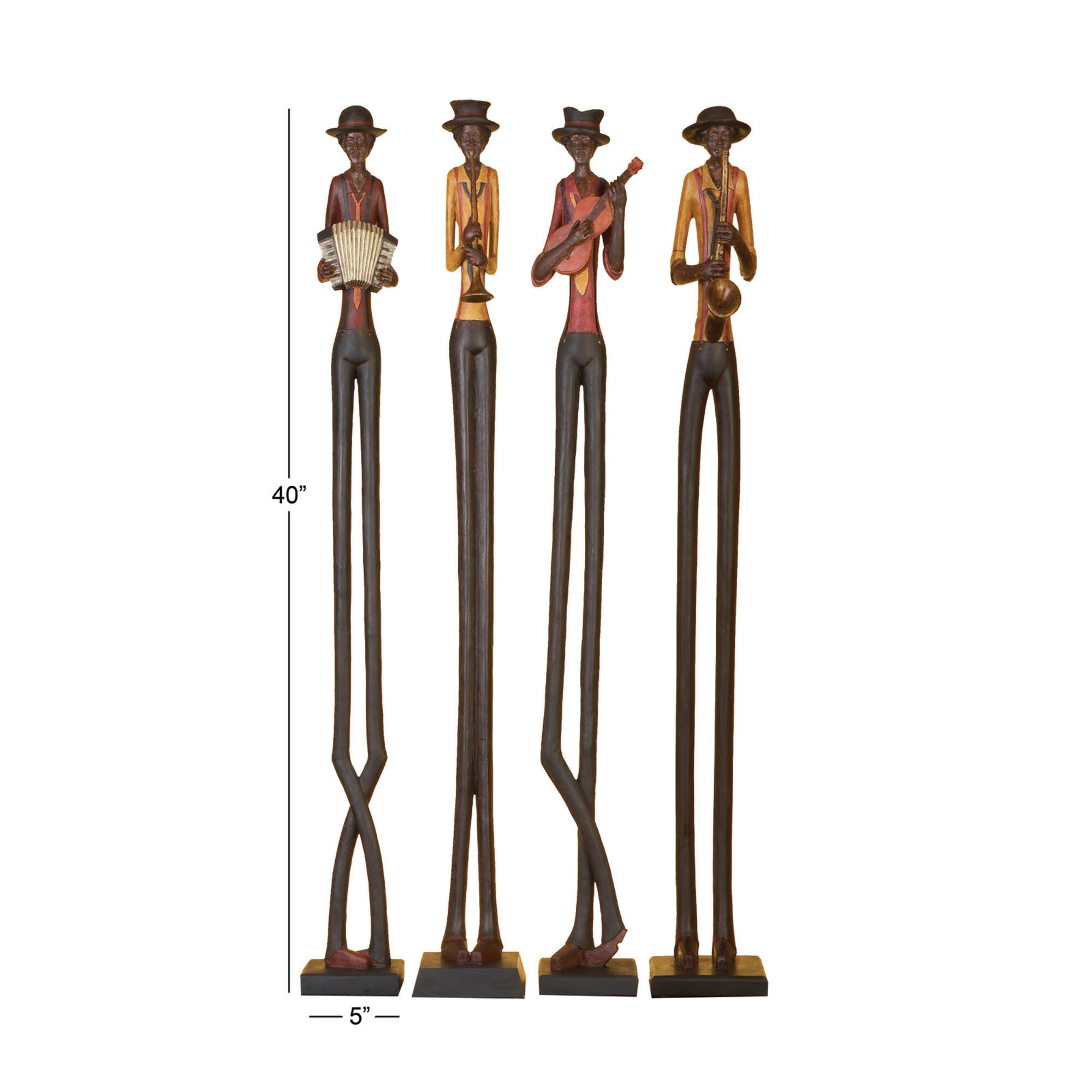 40" Brown Polystone Eclectic Musician Sculpture Set
